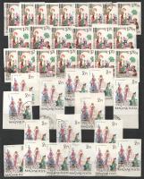 1965 22 x Mese (III.) 1,70ft vágott bélyeg + 16 x 2Ft vágott bélyeg, látványos lemezhibákkal