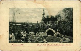 1916 Nagyszentmiklós, Sannicolau Mare; Gróf Nákó Sándor kastély park részlete. Wiener Náthán kiadása W.L. Bp. 6708. / castle park (kopott sarkak / worn corners)