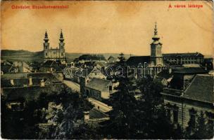 Erzsébetváros, Dumbraveni; látkép, templomok. Scholtes A. kiadása 1832. (W.L. ?) / general view, churches (lyuk / pinhole)
