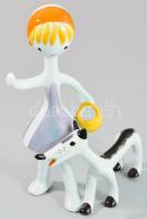 Hollóházi Piroska és a farkas. Jelzett, kézzel festett, minimális mázhibával, m: 15,5 cm