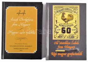 2 db minikönyv, számozott példányok: 44 Jewish Bookplates from Hungary. / Magyar zsidó exlibris. 183./200 példány.; Old Matchbox Labels from Hungary. / Régi magyar gyufacímkék. 178./200 példány. Bp.-Békéscsaba, 2014-2015, Cellmed Invest Bt. - MMBKT. Kiadói kartonált papírkötés.