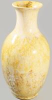 Sárga-fehér mázas kerámia váza, számozott, hibátlan, m: 32 cm