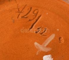 Sárga-fehér mázas kerámia váza, számozott, hibátlan, m: 32 cm