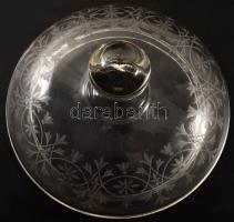 cca 1900 bonbonier, csiszolt mintával, lepattanással, m: 15 cm