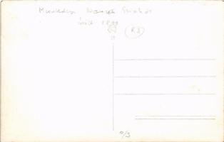 Munkács, Mukacheve, Mukachevo, Mukacevo; 1899-ben épült városi színház a harcok után, falán golyónyo...