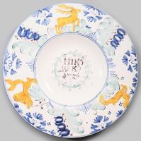 1776-os ónmázas tál múzeumi másolata, kis mázhibával, d: 32 cm