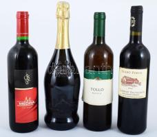 4 üveg bor, Villa Sandi, Tollo Bianco, Ostoros Medina, Szabó Pince Cabernet Sauvignon, bontatlan.