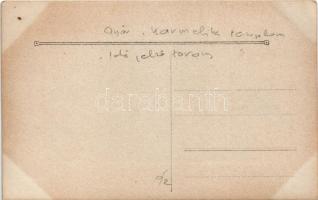 Győr, Karmelita templom, utcai óra, járókelők. photo