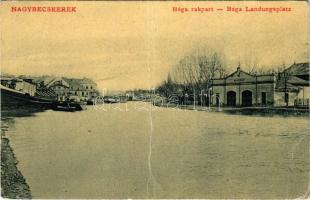 1908 Nagybecskerek, Zrenjanin, Veliki Beckerek; Béga rakpart, hajóház. Schneider János kiadása W.L. 1003. / Bega-Landungsplatz / quay, boathouse (fa)