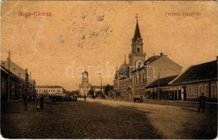 1909 Nagykikinda, Kikinda; Ferenc József tér, piac, városháza, templom, üzletek. No. 625. (W.L. ?) / square, market, town hall, church, shops (Rb)
