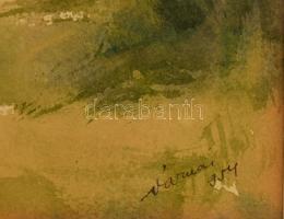 Várnai jelzéssel: Vízparti táj, 1954. Akvarell, papír, jelzett a karcon. Üvegezett fakeretben, 31x42...