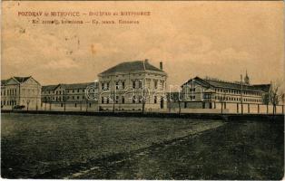 1911 Szávaszentdemeter, Mitrovitz an der Save, Sremska Mitrovica; Kr. zemalj. kazniona / börtön. M. Segher kiadása 862. (W.L. ?) / prison (EK)