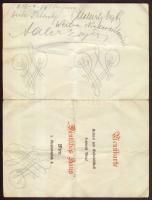 1933 A Bécsi Deutsches Haus étterem menükártyája Maleczky Oszkár operaénekes és mások aláírásával