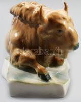 Zsolnay bölény. Jelzett, kézzel festett, hibátlan, 21x11 cm