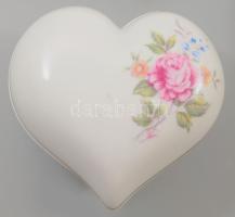 Hollóházi 5 darab Hajnalka mintás tárgy, levél alakú kínáló, bonbonier, váza, szív alakú ékszertartó...