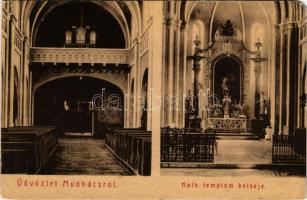 1907 Munkács, Mukacheve, Mukachevo, Mukacevo; Római katolikus templom, belső. Bertsik Emil kiadása (W.L. ?) / Catholic church, interior (EM)