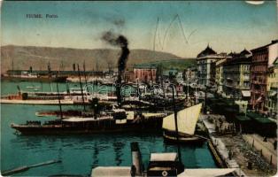 Fiume, Rijeka; Porto / port, steamships, wagons. W.L. Bp. 3795. 1911-14. Ad. Kirchhofer &amp; Co. (lyuk / pinhole)