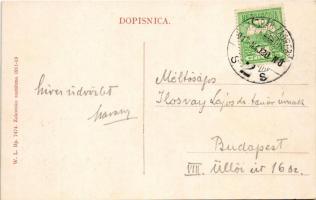 1912 Zagreb, Zágráb; Jelacicev rg / Jellasics tér, villamos, Anker, bank, üzletek. W.L. Bp. 7474. 19...