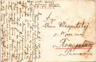 1919 Karlóca, Karlowitz, Sremski Karlovci; látkép a tó partjáról, Patriarchátusi Palota, ortodox kat...