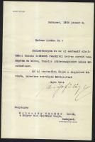 Weiss Fülöp (1859-1942) nagyiparos és bankár aláírt köszönő levele Maleczky Oszkár operaénekesnek