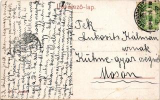 1909 Nagyszombat, Tyrnau, Trnava; Ferenc József tér a színházzal, Bauer Károly üzlete, piac, Szenthá...