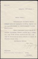 Weiss Fülöp (1859-1942) nagyiparos és bankár aláírt köszönő levele Maleczky Oszkár operaénekesnek
