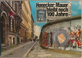 Berlin, Sebastianstrasse, Honecker: Mauer bleibt noch 100 Jahre / the fall of the Berlin Wall, with an original piece of the wall in a capsule (EB)