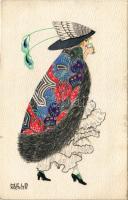 1917 Mode. B.K.W.I. 746-5. s: Mela Koehler + "M. kir. 607. honvéd gyalog ezred IV. zászlóalj" "K.u.k. Feldpostamt 435" (EK)