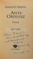 Baranyi Ferenc: Anti-Orfeusz. Versek. 1997-2000. DEDIKÁLT! Benne Baranyi Ferenc autográf levélével i...