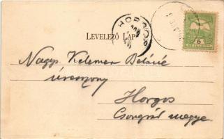 1904 Tusnádfürdő, Baile Tusnad; vasútállomás, gőzmozdony, vonat. Brunner Lajos kiadása / Bahnhof / r...