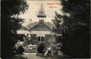 1909 Kamarás, Kamaráserdő (Horgos); Reök villa. Grünwald Herman kiadása (Szeged) 122. / villa + "ÚJVIDÉK - SZEGED 153. SZ." vasúti mozgóposta bélyegző (r)
