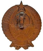 Szovjetunió DN bronz címer sapkajelvény, részben aranyozva és zománcozva (51x63mm) T:XF