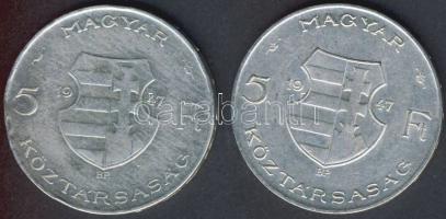 1947. 5Ft Ag "Kossuth" (2x) T:2/3,3 ph