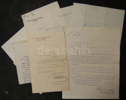 Maleczky Oszkár operaénekesnek szóló köszönő és gratulálólevelek különböző szervezetektől aláírásokkal, fejléces papíron. Össz. 8 db