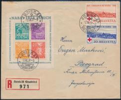 1939 NABA blokk díjkiegészítéssel ajánlott levélen Jugoszláviába Mi block 1