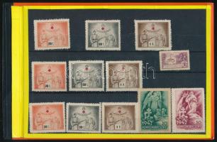 29 db régi levélzáró, adománybélyeg + néhány okmánybélyeg 2 stecklapon