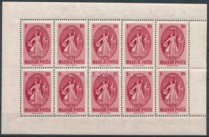 1949 Puskin 10-es kisív bal oldalon fogazatlan ívszéllel (100.000)