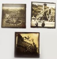 cca 1900 Olaszország Róma, épületek, szobrok Egy doboz üveg dia pozitív, Cholnoky Jenő (1870-1950) f...