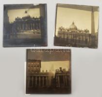 cca 1900 Olaszország Róma, épületek, szobrok Egy doboz üveg dia pozitív, Cholnoky Jenő (1870-1950) f...