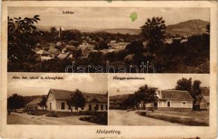 1935 Alsópetény, látkép, római katolikus iskola és községháza, Hangya szövetkezet üzlete és saját kiadása (Rb)