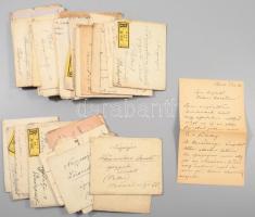 ca 1910-1915 Mednyánszky László (1852-1919) festőművész autográf levelei dr. Löwenstein Arnoldnak a Pallas Irodalmi Rt, igazgatójának, mecénásának. 53 db levél, borítékaikkal. Az egyenként 2-4 oldalas autográf levelekben izgalmas betekintést kapunk a művész életébe. A Bécsből, Budapestről és a frontról írt levelekben alkotómunkájáról, lelki életéről, pályatársairól, anyagi gondjairól is részletesen ír Löwensteinnek, akitől rendszeresen pénzt is kér, életvitelének folytatására. Az írások egy olyan művész lelkébe engednek betekintést, aki különös érzékenységgel reflektált kora művészi kérdésein túl társadalmi, szociális problémákra. Bolyongó, nyughatatlan lelke mindig a teljességet, a megnyugvást kereste emberi kapcsolataiban is, de elsősorban művészetében juttatta kifejezésre mindenkori lélekállapotát. Egyedülálló művészettörténeti anyag, érdemes átnézni!