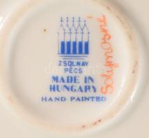 Zsolnay libatömő lány, kézzel festett, jelzett, hibátlan, m: 17 cm