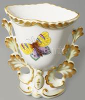 Herendi Viktória mintás váza plasztikus levélmintákkal. Jelzett, hibátlan, m: 11,5 cm