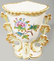 Herendi Viktória mintás váza plasztikus levélmintákkal. Jelzett, hibátlan, m: 11,5 cm