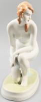Zsolnay térdelő akt, kézzel festett, jelzett, hibátlan, m: 22,5 cm