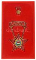 DN (1960-1970 k) "Kiváló Dolgozó" zománcozott fém kitüntetés, miniatűrrel eredeti tokban + a hozzá tartozó viselésre jogosító, névre szóló, kitöltött igazolvány T:AU