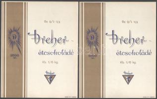 21 db régi Dreher étcsokoládé hajtatlan csomagolópapír, Bp., Piatnik-ny., 23x18,5 cm