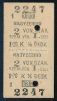 1914 MÁV menetjegy, Nagyzerind