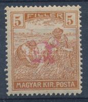 Nyugat-Magyarország II. 1921 Arató 5f próbanyomat szöveg és évszám nélkül, Bodor vizsgálójellel