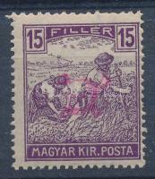 Nyugat-Magyarország II. 1921 Arató 15f próbanyomat szöveg és évszám nélkül, Bodor vizsgálójellel